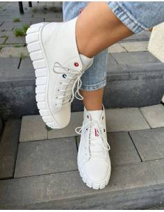 Białe trampki wysokie skóra naturalna Voogh 3822 2