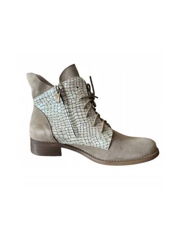 Botki damskie beżowe trzewiki skóra sznurowane...