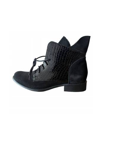 Botki damskie czarne trzewiki skóra sznurowane...