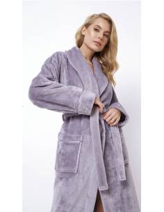 Szlafrok damski jasny fiolet ciepły miś długi Aruelle... 2