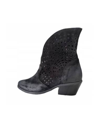 Botki kowbojki czarne skóra zamszowe obcas...