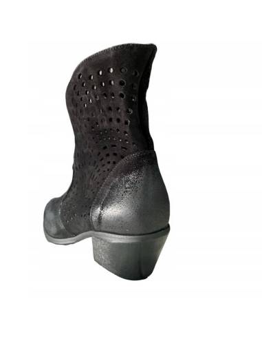 Botki kowbojki czarne skóra zamszowe obcas...