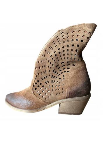 Botki damskie kowbojki brązowe rude skóra zamsz...