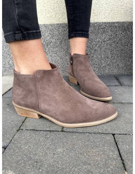 Botki beżowe brąz skóra naturalna ocieplane szpic migdał new DiPrimo 1138