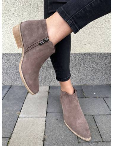 Botki beżowe brąz skóra naturalna ocieplane...