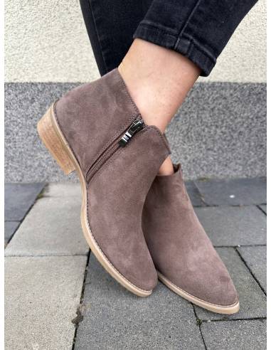 Botki beżowe brąz skóra naturalna ocieplane...