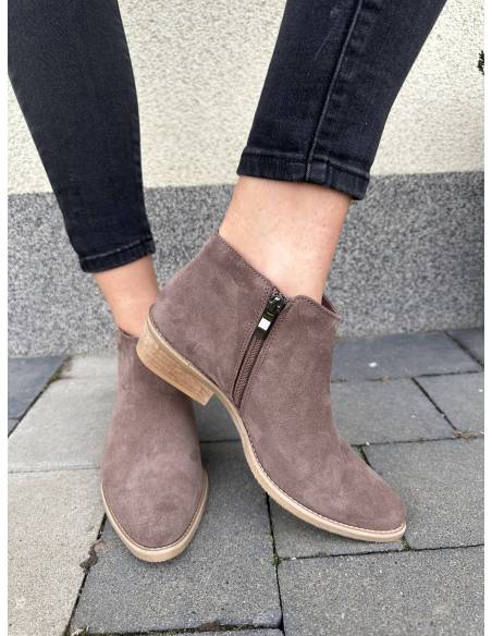 Botki beżowe brąz skóra naturalna ocieplane szpic migdał new DiPrimo 1138