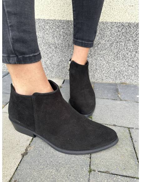 Botki czarne skóra naturalna zamsz ocieplane szpic migdał new DiPrimo 1138