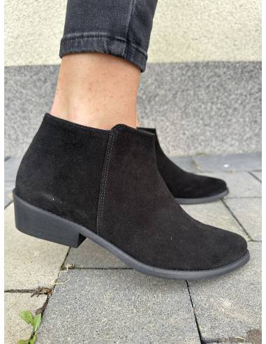 Botki czarne skóra naturalna zamsz ocieplane...