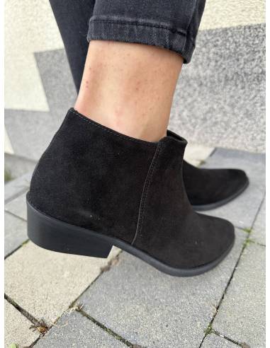Botki czarne skóra naturalna zamsz ocieplane...