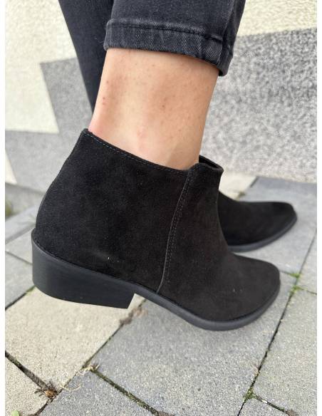 Botki czarne skóra naturalna zamsz ocieplane szpic migdał new DiPrimo 1138