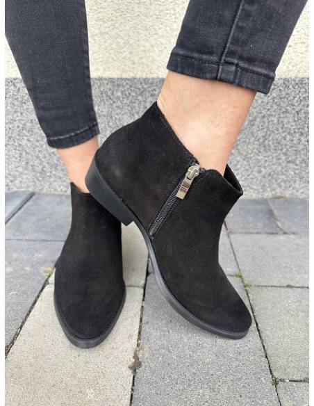 Botki czarne skóra naturalna zamsz ocieplane szpic migdał new DiPrimo 1138