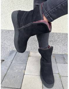 Śniegowce czarne skóra naturalna nubuk futro ciepłe... 2