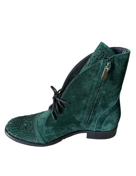 Botki butelkowa zieleń zamsz Jula Exquisite 1408