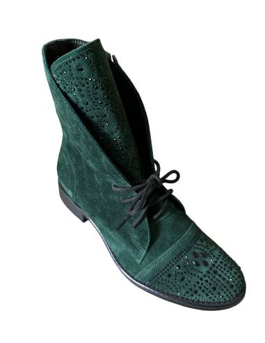 Botki butelkowa zieleń zamsz Jula Exquisite 1408