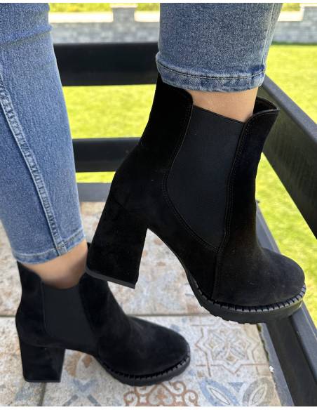 Botki czarne skóra zamsz Exquisite 1399