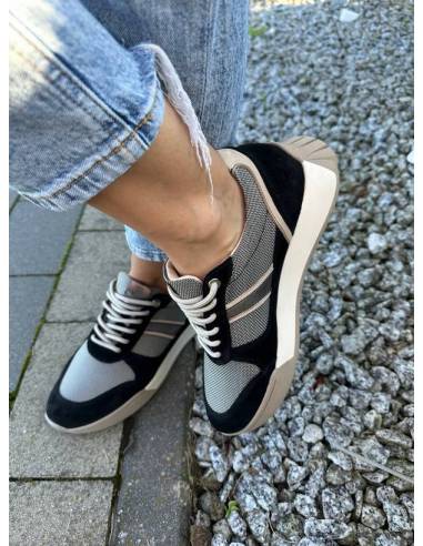 Adidasy damskie czarne beż skóra zamsz buty...