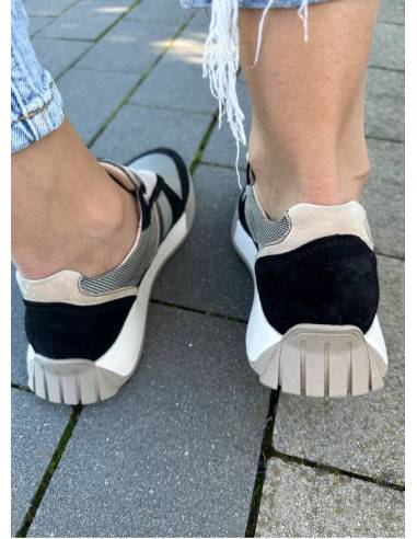 Adidasy damskie czarne beż skóra zamsz buty...