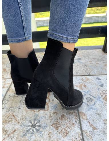 Botki czarne skóra zamsz Exquisite 1399