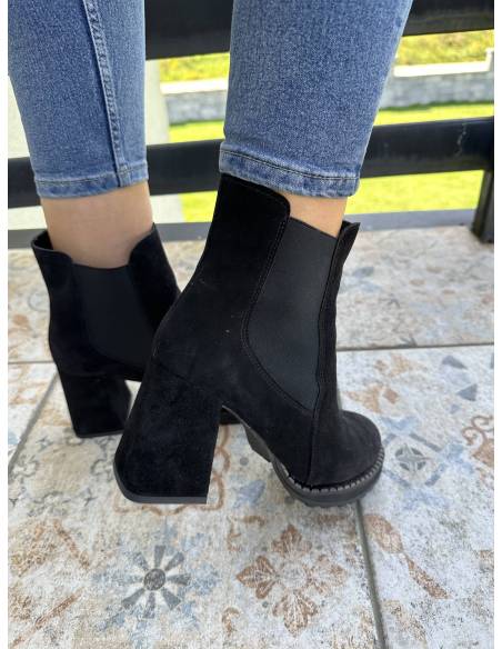 Botki czarne skóra zamsz Exquisite 1399