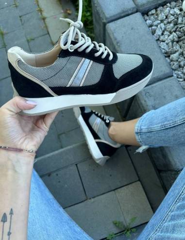 Adidasy damskie czarne beż skóra zamsz buty...