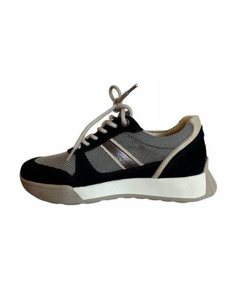 Adidasy damskie czarne beż skóra zamsz buty sportowe ALMODI N 878S2