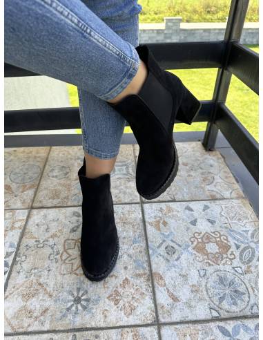 Botki czarne skóra zamsz Exquisite 1399