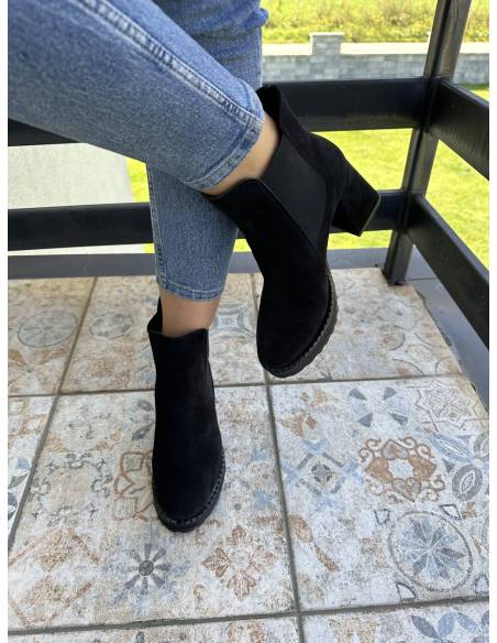 Botki czarne skóra zamsz Exquisite 1399