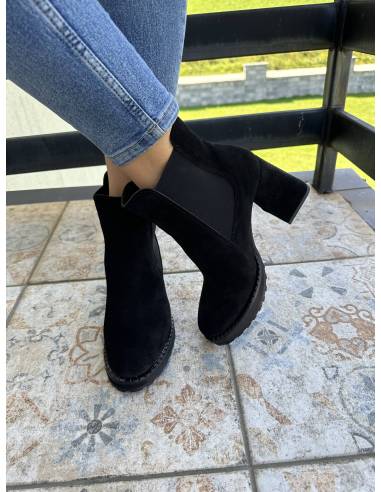 Botki czarne skóra zamsz Exquisite 1399