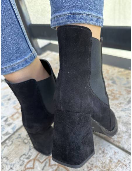 Botki czarne skóra zamsz Exquisite 1399