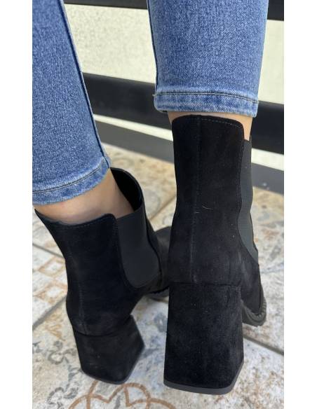 Botki czarne skóra zamsz Exquisite 1399