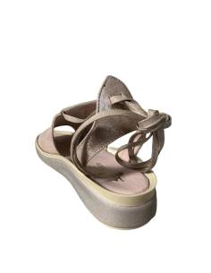 Sandały złote skóra nat. wiązane płaska podeszwa wygodne... 2