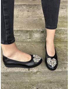 Baleriny czarne skóra lico ozdobne cyrkonie wygodne... 2