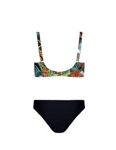 Strój kąpielowy czarny kolorowy dwuczęściowy liście palmy... 2