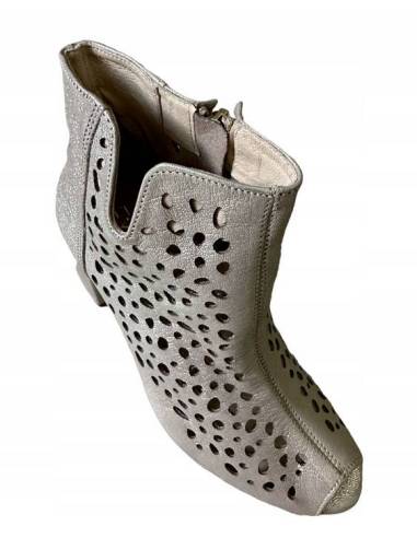 Botki skóra ażur złote Exquisite 1184