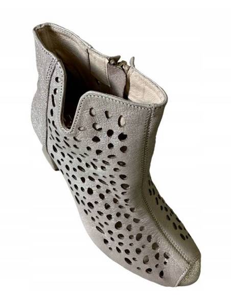 Botki skóra ażur złote Exquisite 1184