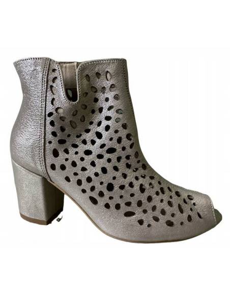 Botki skóra ażur złote Exquisite 1184