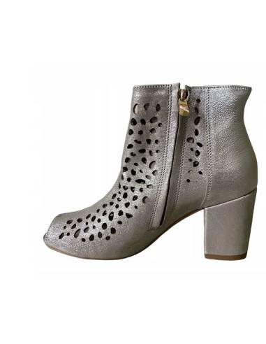 Botki skóra ażur złote Exquisite 1184