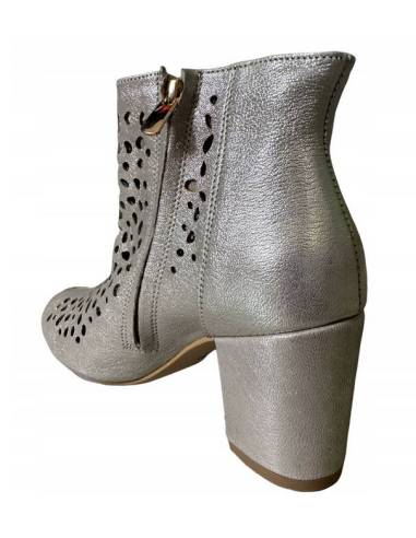 Botki skóra ażur złote Exquisite 1184