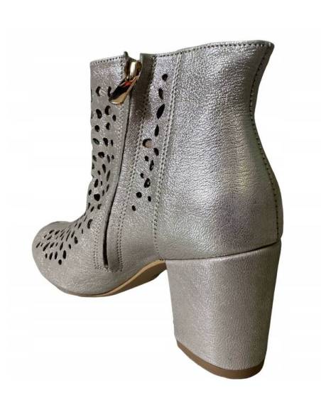 Botki skóra ażur złote Exquisite 1184