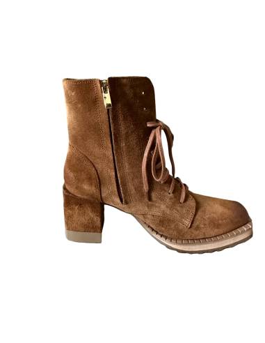 Botki brązowe rude burbon skóra zamsz obcas...