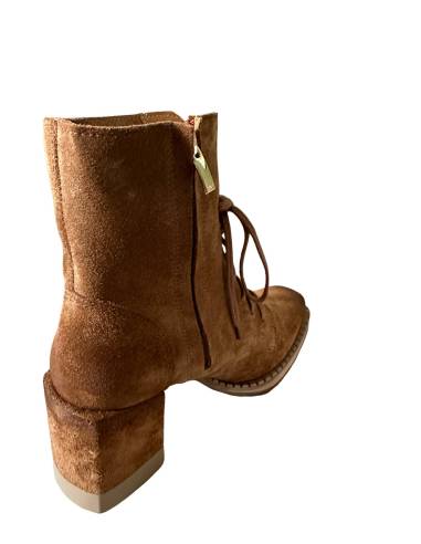 Botki brązowe rude burbon skóra zamsz obcas...