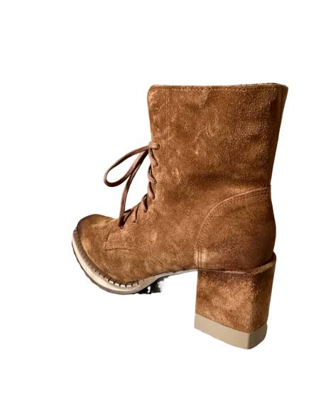 Botki brązowe rude burbon skóra zamsz obcas klocek Exquisite 1287 Julastyle