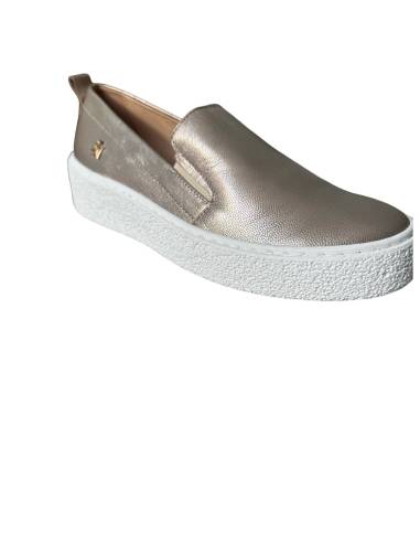 Złote trampki slip-on płaska biała podeszwa...