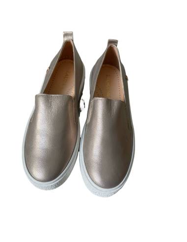 Złote trampki slip-on płaska biała podeszwa...