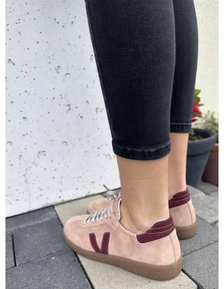 Różowe trampki oldschoolowe skóra bordo kauczukowa podeszwa Kampa N1100