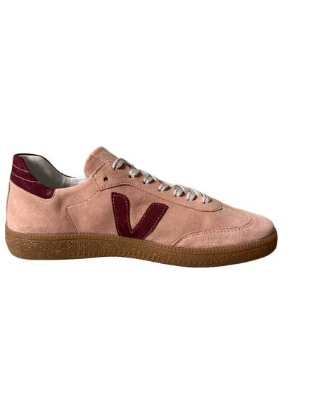 Różowe trampki oldschoolowe skóra bordo kauczukowa podeszwa Kampa N1100