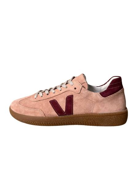 Różowe trampki oldschoolowe skóra bordo kauczukowa podeszwa Kampa N1100