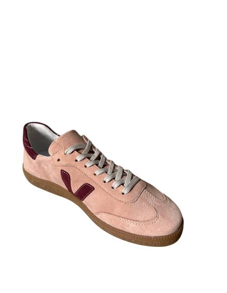 Różowe trampki oldschoolowe skóra bordo kauczukowa podeszwa Kampa N1100
