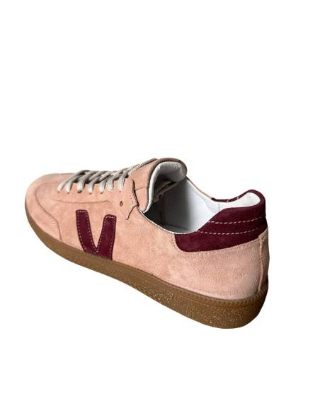 Różowe trampki oldschoolowe skóra bordo kauczukowa podeszwa Kampa N1100